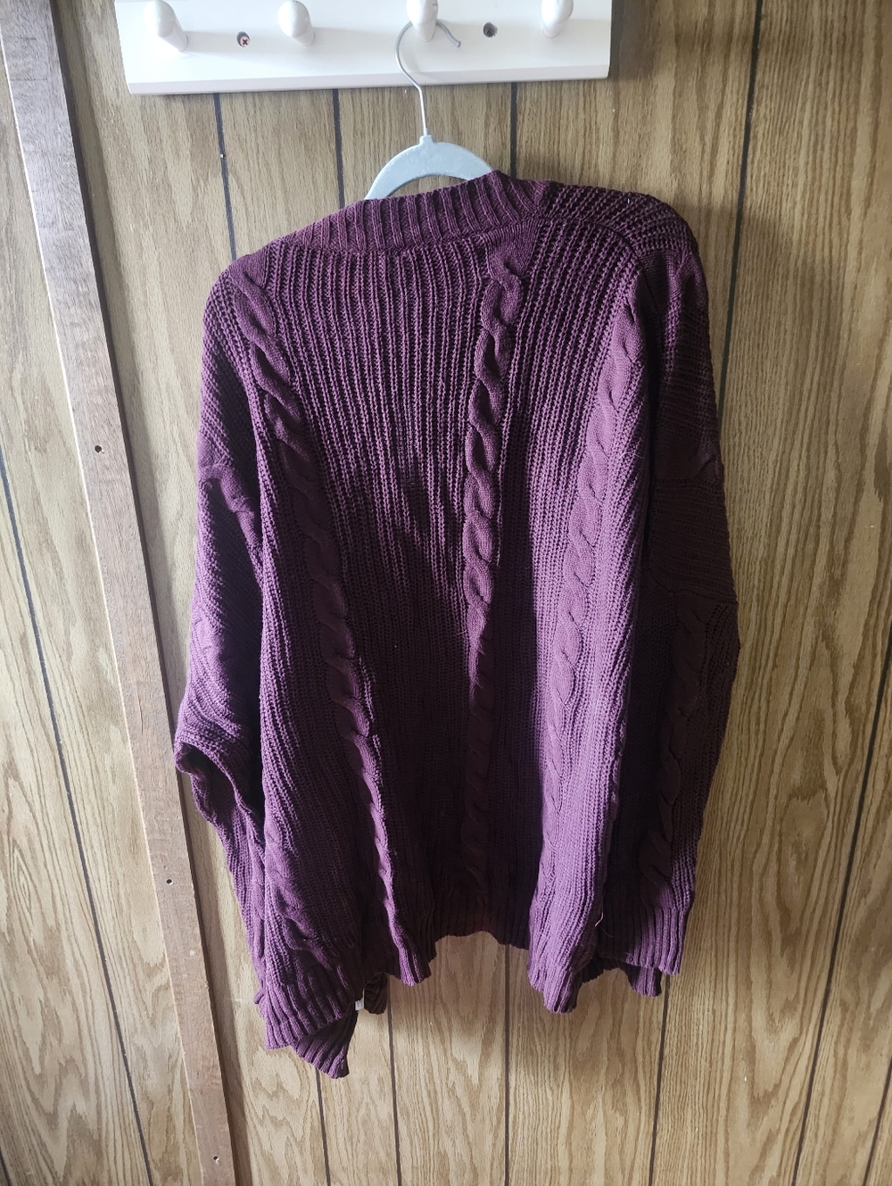 L Love Burgundy Cable Knit Open Front Cardigan 2X/3X Plus Size Contemporary Cozy - Picture 8 of 8